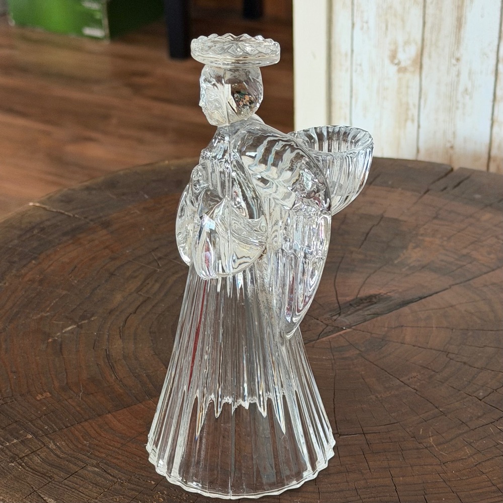 Vintage Leaded Glass Angel Candle Holder Christmas Spiritual Tablescape